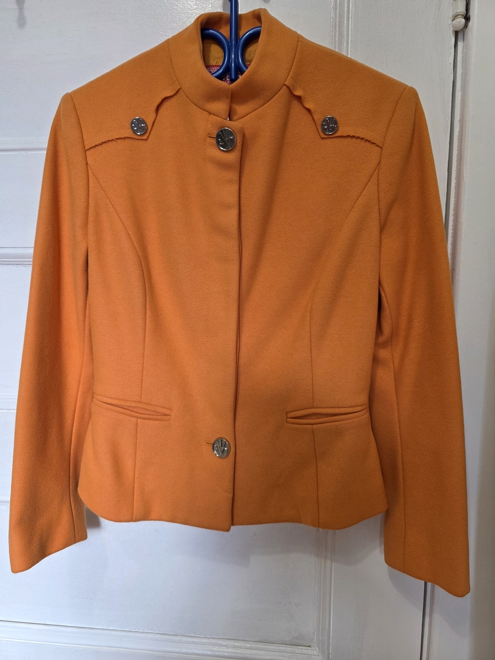 Archival Vintage Versace Jeans Couture Orange Wool Mandarin Jacket IT 40
